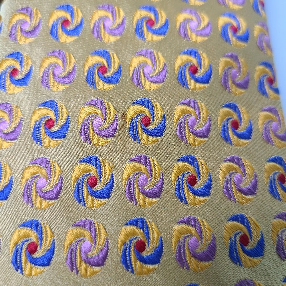 Ted Baker Geometric Print Marigold Pinwheel Swirl Woven Silk Tie